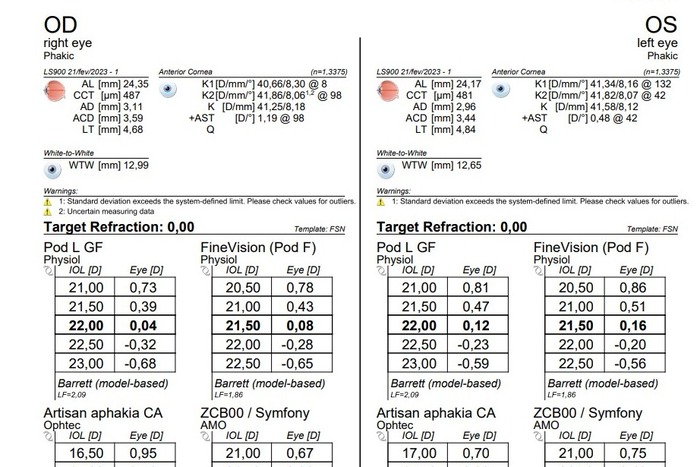 Ver mais sobre Biometria com cálculo de potência de lente intraocular